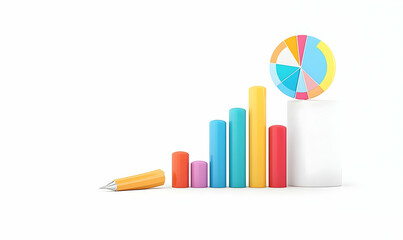 Poster - Sales Strategy Visualization, a flat vector illustration showcasing charts and graphs for effective sales planning and analysis.