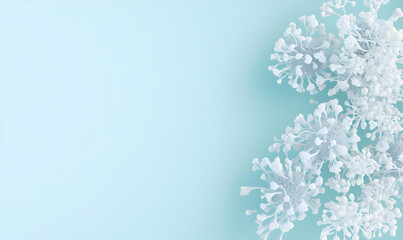 Poster - Avian Virus Particles Under Microscope, Detailed view of H5N1 virus particles showcasing their complex structures and surrounding medical context