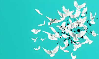 Poster - H5N1 Avian Virus Particles, detailed visualization of viral structures, isolated on a scientific background, highlighting their complex morphology and significance.