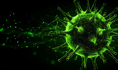 Poster - H5N1 Virus Symbol in Nature, A striking representation of the H5N1 virus symbol seamlessly integrated into a vibrant natural landscape.
