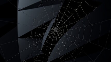 Aufkleber - A digitally rendered spiderweb against a dark, geometric, reflective background