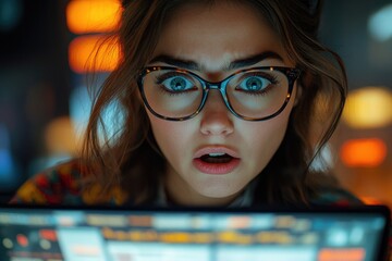 Poster - A person working on a computer, possibly studying or researching