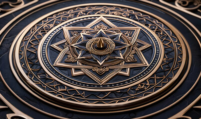 Poster - Intricate Laser Engraved Geometric Design, showcasing detailed patterns and precision craftsmanship in a mesmerizing arrangement of shapes and lines.