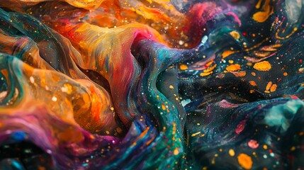 Poster - Bright Colored Powders Creating Artistic Patterns on Fabric or Canvas