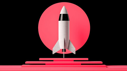 Poster - Bold Typography Rocket Design, a striking minimalistic representation of a rocket, featuring dynamic lines and impactful lettering.