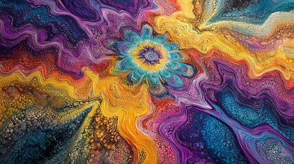 Poster - Unique Colorful Patterns Created with Powders on Vibrant Abstract Surface