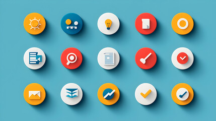 Poster - Sales management planning icons, flat style design, vibrant colors, visual representation of strategies and tools for effective sales planning