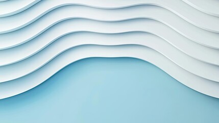 Poster - Symmetry gradient concept. Abstract wavy pattern in soft blue tones, creating a soothing and modern design.