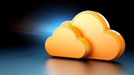 Poster - Glowing Blue Cloud with Data Center Background, Digital Grid Network, and Technology Icons in Dark Virtual Space
