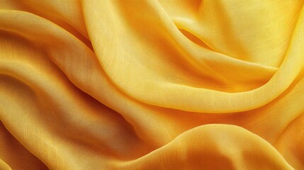 Poster - Soft yellow textile fabric with wavy folds and a smooth mesh texture creating an elegant background for design and fashion purposes.
