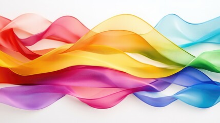 Aufkleber - Colorful Curved Ribbons Flowing in Waves Creating a Vibrant Abstract Background