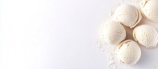 Aufkleber - Scoop of vanilla ice cream displayed on white background with ample empty space for creative text or branding elements