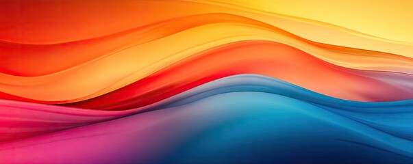 Poster - Blurred abstract background idea. Colorful abstract wave design in vibrant hues of red, orange, yellow, and blue.