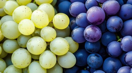 Aufkleber - Fresh organic white and purple grapes stacked together showcasing their vibrant color and juicy texture perfect for healthy eating.