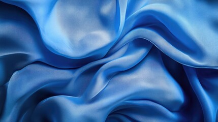 Fototapete - Elegant Blue Satin Fabric with Soft Pleats for Design and Presentation Backgrounds