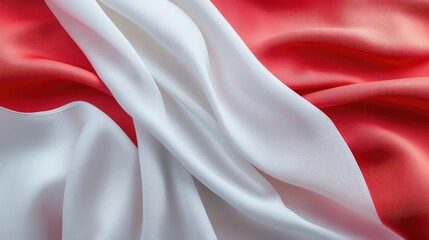 Poster - Elegant white silk fabric draped over a vibrant red background showcasing texture and color contrast for textile design concepts.