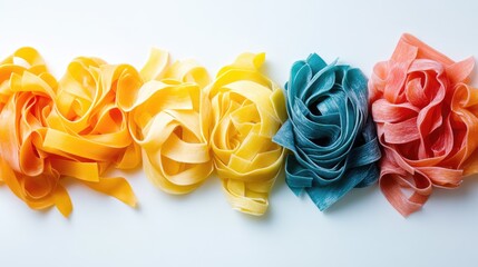 Poster - Vibrant Fresh Pasta Strips in Assorted Colors Ideal for Creative Breakfast Recipes
