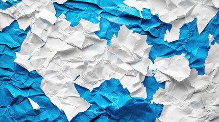 Leinwandbilder - Crumpled blue and white abstract paper texture background for artistic design and creative projects