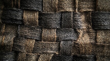 Poster - Fabric texture close-up featuring a sparse weaving pattern in earthy tones showcasing natural fibers and intricate details.