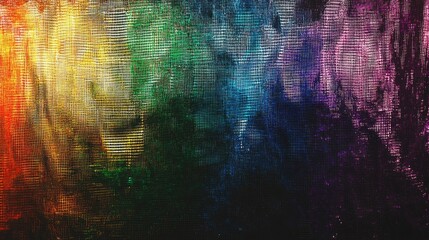 Poster - Vibrant rainbow light reflections creating a mesmerizing pattern on a textured black background