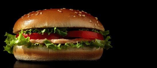 Aufkleber - Mouthwatering Turkey Sandwich Featuring Fresh Lettuce and Tomatoes Perfect for Menus or Advertising with Blank Space for Custom Text