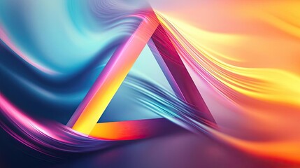 Poster - Triangle abstract background idea. Vibrant abstract design featuring a colorful triangle in dynamic flowing shapes.