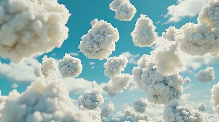 Wall Mural - a serene sky filled with fluffy white clouds floating peacefully, perfect as a dreamy background.