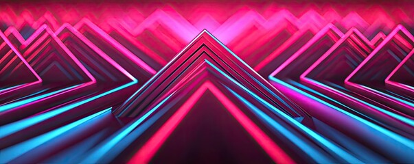 Poster - Triangle abstract background idea. Vibrant neon lines create dynamic graphic shapes in a modern, abstract design.