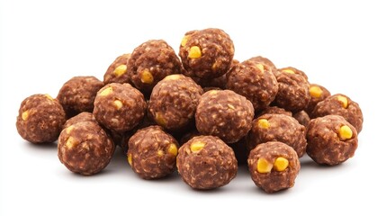 Aufkleber - Cocoa corn balls delicious snack pile on white background perfect for advertising and food related content