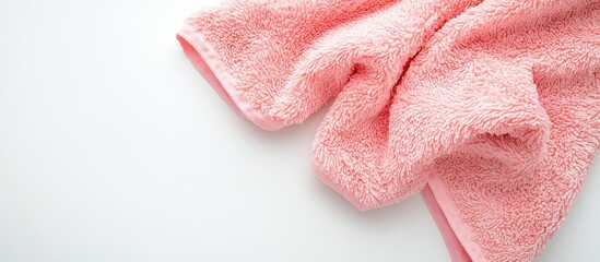 Aufkleber - Soft pink terry towel corner isolated on white background with ample space for text and design elements for stylish home or spa decor.