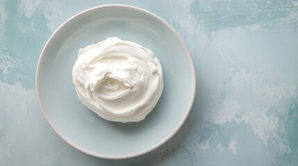 Poster - Creamy Tofu Based Vegan Cream Cheese Spread on Light Blue Plate