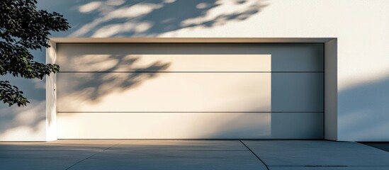 Poster - Contemporary garage exterior design showcasing modern architecture and clean lines with neutral tones and ample space for textual addition