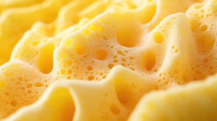 Poster - Detailed close-up of textured yellow sponge showcasing porous surface and vibrant hue suitable for backgrounds or design elements.