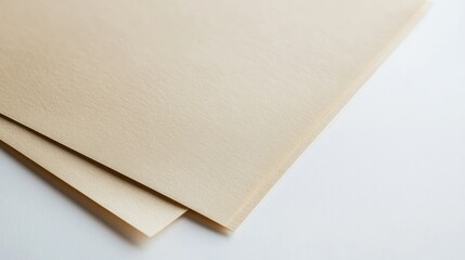Poster - Cotton paper sheets with a smooth texture featuring blank space for personalized text or design elements in a minimalist setting