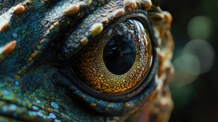 Aufkleber - Detailed macro shot of a reptile eye showcasing intricate patterns and vibrant colors in high resolution for nature and wildlife themes