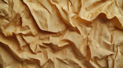 Leinwandbilder - Crumpled textile texture in warm tones creating a disordered fabric backdrop for design and artistic purposes