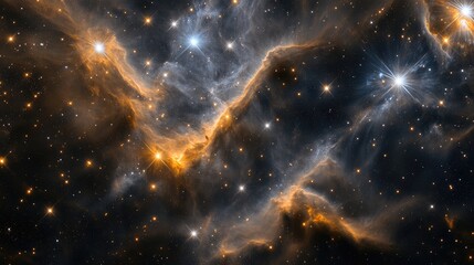 Poster - starry night sky with cosmic clouds and bright stars perfect for a backdrop or banner design in crea