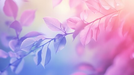 Poster - Bokeh Effect of Colorful Tree Leaves Creating a Soft Nature Background with Gradient and Blur for Relaxation and Spa Themes