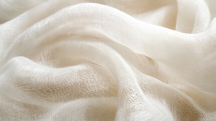 Poster - Soft white fabric close up showcasing textured weave and gentle sheen ideal for winter-themed designs and cozy textiles