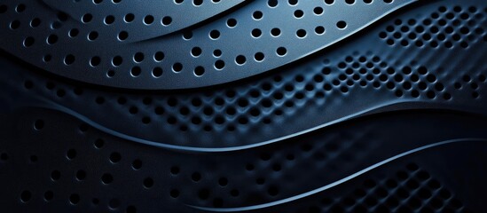 Fototapete - Blue and black abstract textured background with wavy patterns and vignette effect ideal for modern design and advertising copyspace
