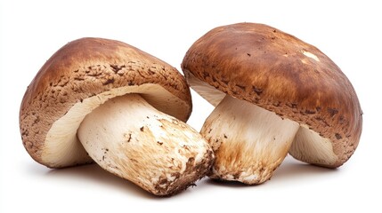 Fototapete - Freshly harvested boletus mushrooms showcasing their distinctive thick stems and rich brown caps, ideal for culinary use and recipes.