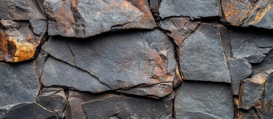 Leinwandbilder - Textured Black Slate Rock Surface Ideal for Abstract Backgrounds and Design Projects Featuring Granite and Concrete Elements