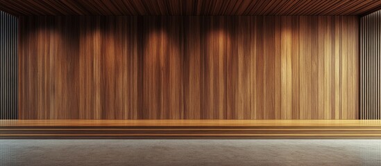 Aufkleber - Modern Conference Room with Elegant Wood Paneling and Sufficient Space for Branding and Text Display