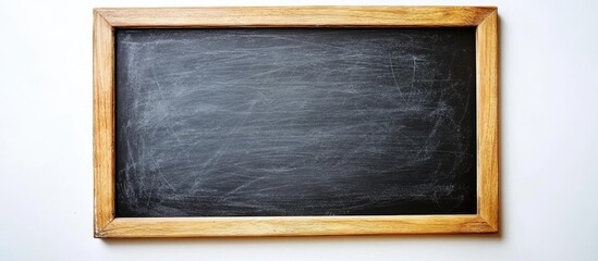 Poster - Chalkboard with wooden frame on white background providing ample empty space for text or creative messages in educational settings