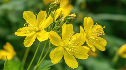 Poster - Vibrant close-up of delicate yellow flowers enhancing natural beauty and perfect for background use in creative projects.