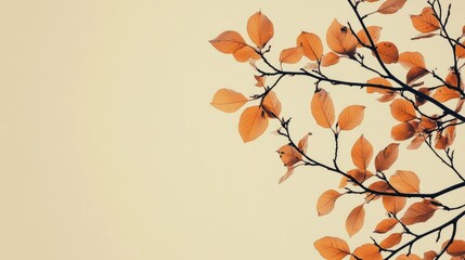 Poster - Autumn branches with vibrant orange leaves against a soft background providing ample space for text or additional design elements