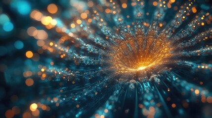 Leinwandbilder - Abstract bokeh light background with orange and blue shimmering particles creating a dynamic and enchanting visual effect for design use