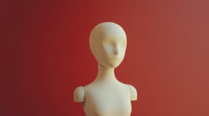 Aufkleber - mannequin figurine displayed on minimalistic red background for fashion or art showcase