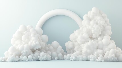 Poster - Cloudy abstract background concept. Abstract composition featuring fluffy clouds and a circular arch against a soft background.