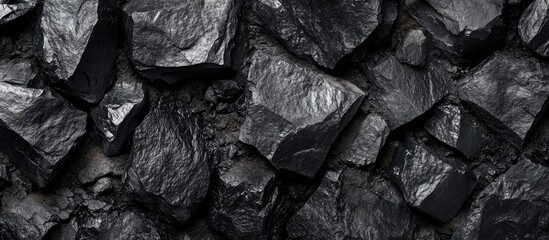Leinwandbilder - Black Coal and Stone Texture Horizontal Background with Copyspace for Text Ideal for Industrial or Natural Design Projects